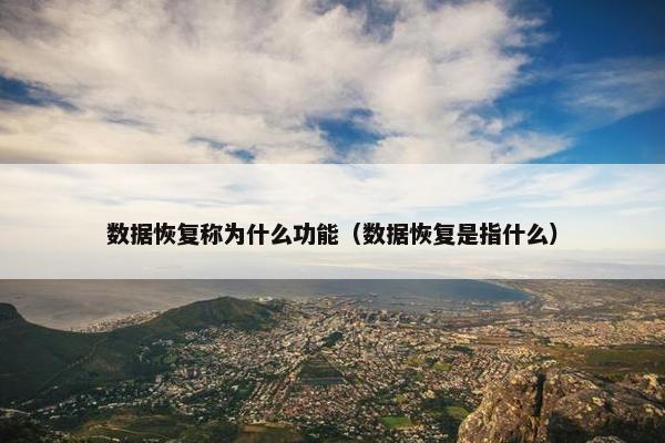 数据恢复称为什么功能（数据恢复是指什么）