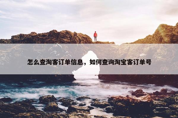 怎么查淘客订单信息，如何查询淘宝客订单号