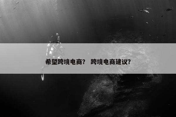 希望跨境电商？ 跨境电商建议？