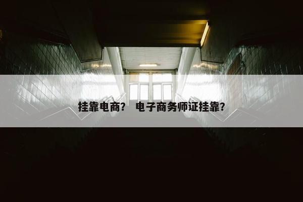 挂靠电商？ 电子商务师证挂靠？