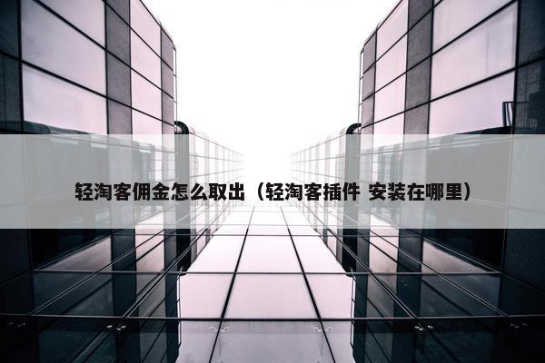 轻淘客佣金怎么取出（轻淘客插件 安装在哪里）