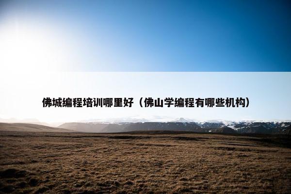 佛城编程培训哪里好（佛山学编程有哪些机构）