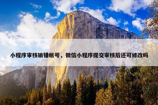小程序审核输错帐号，微信小程序提交审核后还可修改吗