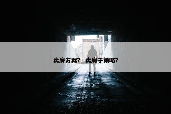 卖房方案？ 卖房子策略？