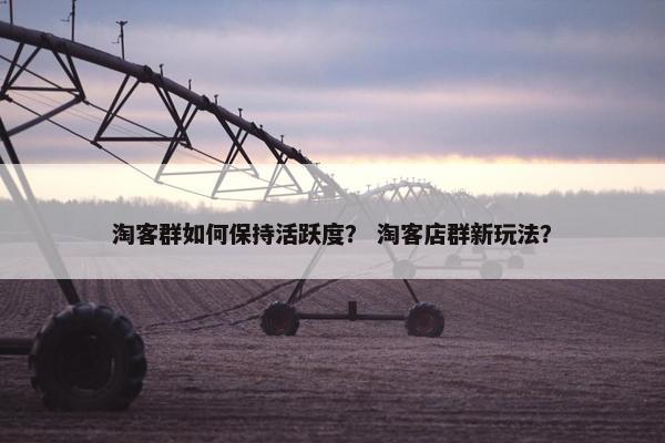 淘客群如何保持活跃度？ 淘客店群新玩法？
