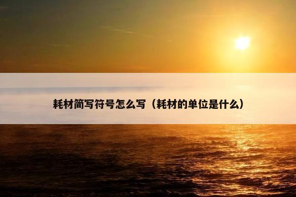 耗材简写符号怎么写（耗材的单位是什么）