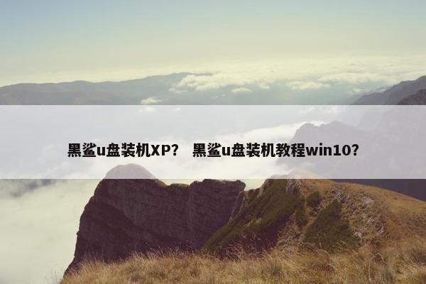 黑鲨u盘装机XP？ 黑鲨u盘装机教程win10？