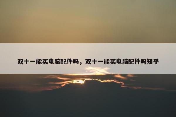 双十一能买电脑配件吗，双十一能买电脑配件吗知乎