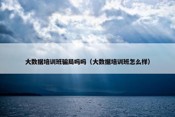大数据培训班骗局吗吗（大数据培训班怎么样）