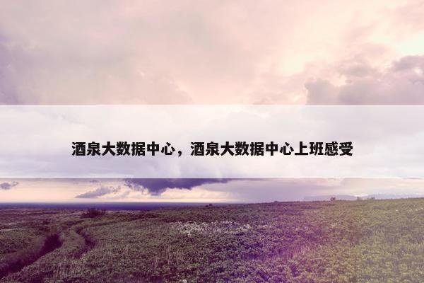 酒泉大数据中心，酒泉大数据中心上班感受