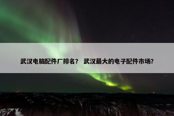 武汉电脑配件厂排名？ 武汉最大的电子配件市场？