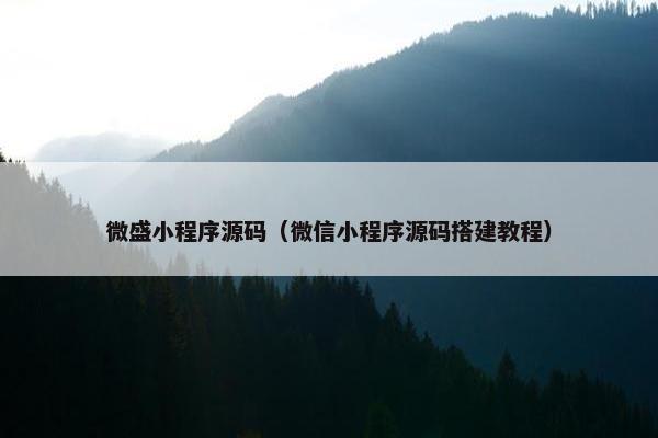 微盛小程序源码（微信小程序源码搭建教程）