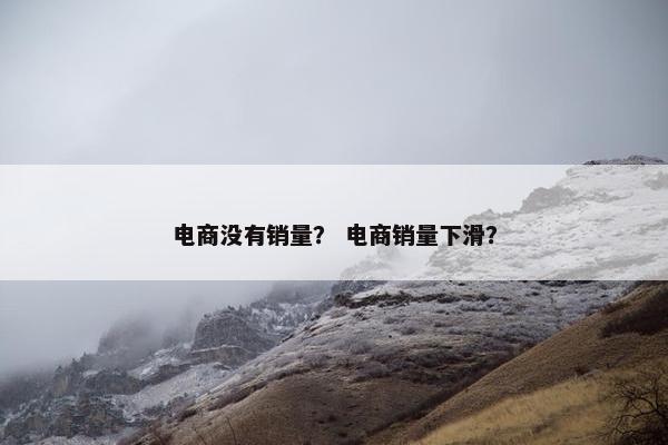 电商没有销量？ 电商销量下滑？