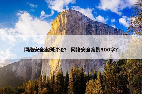 网络安全案例讨论？ 网络安全案例500字？
