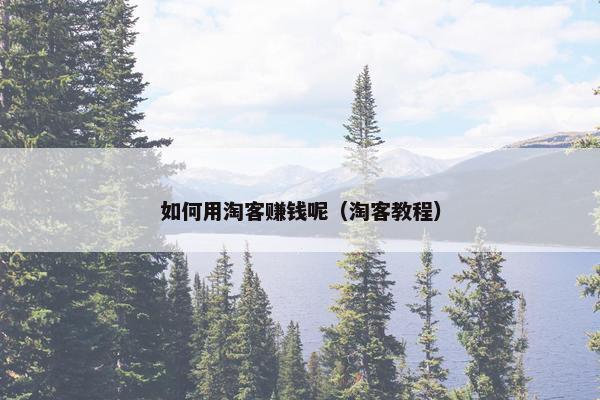 如何用淘客赚钱呢（淘客教程）