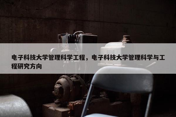 电子科技大学管理科学工程，电子科技大学管理科学与工程研究方向