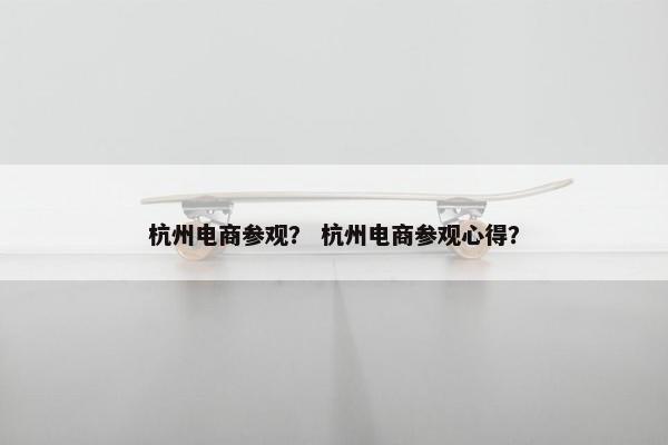 杭州电商参观？ 杭州电商参观心得？