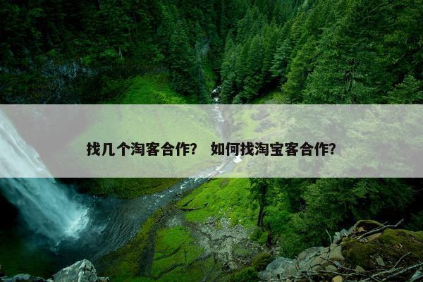 找几个淘客合作？ 如何找淘宝客合作？