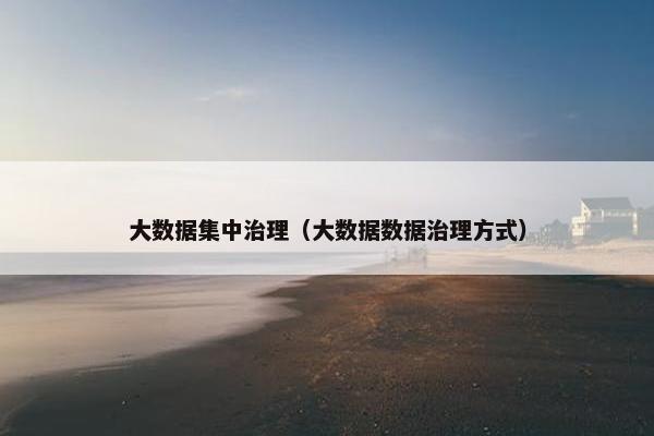 大数据集中治理（大数据数据治理方式）
