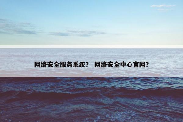 网络安全服务系统？ 网络安全中心官网？