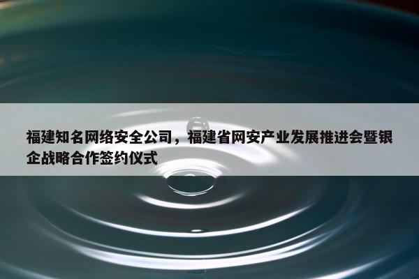福建知名网络安全公司，福建省网安产业发展推进会暨银企战略合作签约仪式