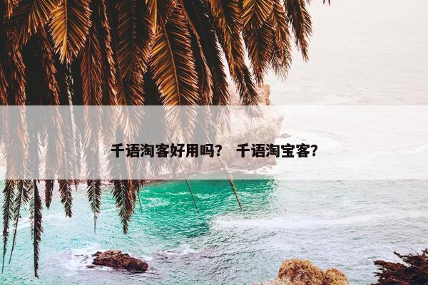千语淘客好用吗？ 千语淘宝客？