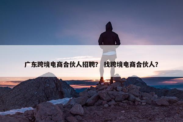 广东跨境电商合伙人招聘？ 找跨境电商合伙人？