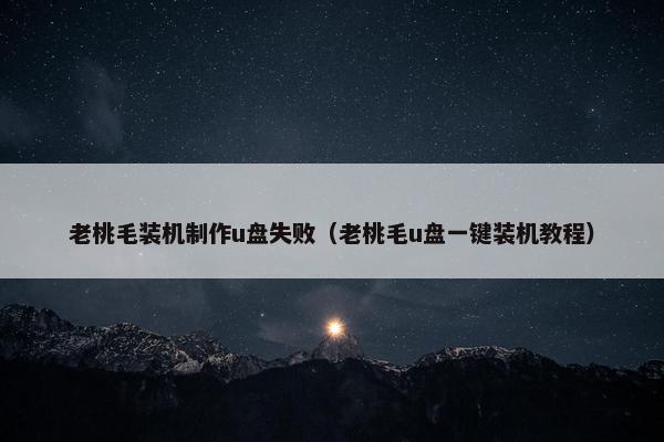 老桃毛装机制作u盘失败（老桃毛u盘一键装机教程）