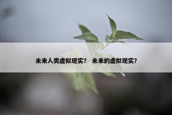 未来人类虚拟现实？ 未来的虚拟现实？