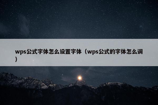 wps公式字体怎么设置字体（wps公式的字体怎么调）