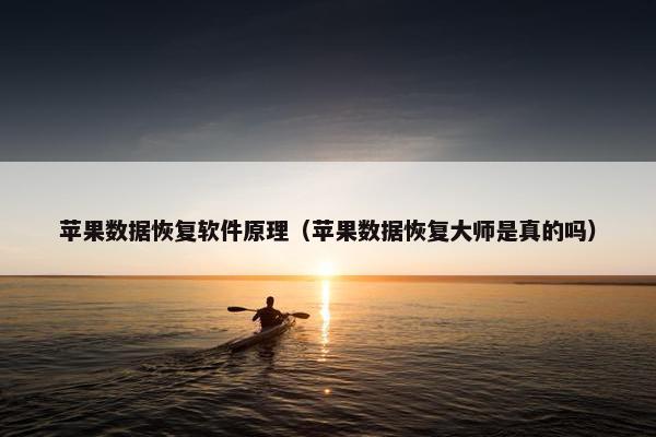 苹果数据恢复软件原理（苹果数据恢复大师是真的吗）
