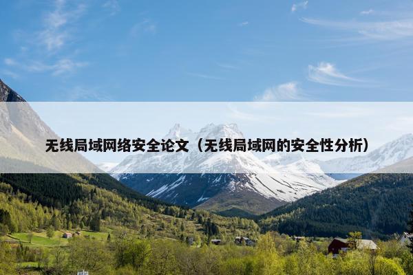 无线局域网络安全论文（无线局域网的安全性分析）
