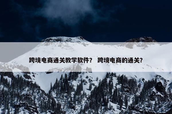 跨境电商通关教学软件？ 跨境电商的通关？
