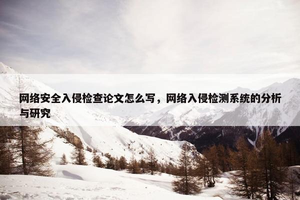 网络安全入侵检查论文怎么写，网络入侵检测系统的分析与研究