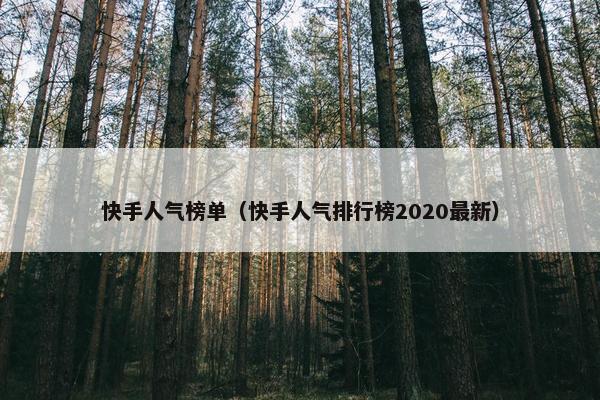 快手人气榜单（快手人气排行榜2020最新）