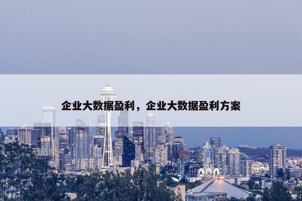 企业大数据盈利，企业大数据盈利方案