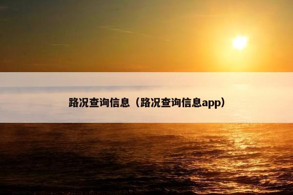 路况查询信息（路况查询信息app）
