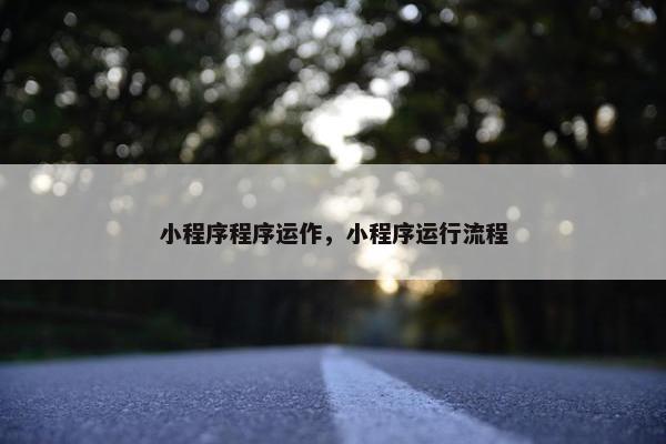 小程序程序运作，小程序运行流程