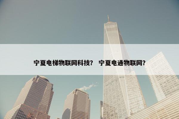 宁夏电梯物联网科技？ 宁夏电通物联网？