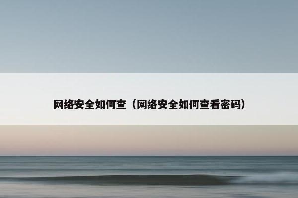 网络安全如何查（网络安全如何查看密码）