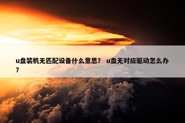 u盘装机无匹配设备什么意思？ u盘无对应驱动怎么办？