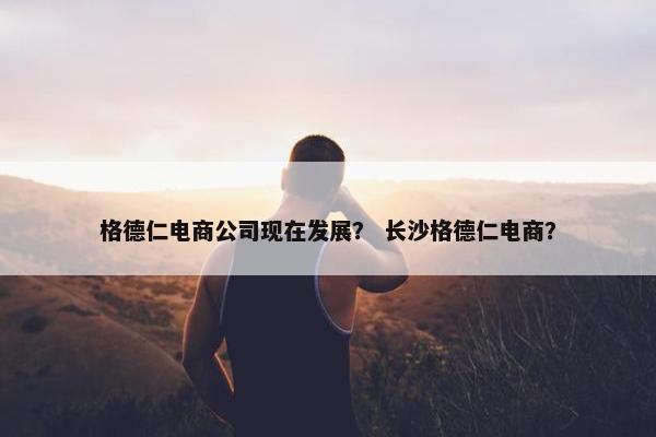 格德仁电商公司现在发展？ 长沙格德仁电商？