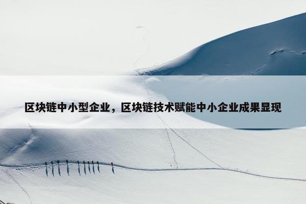 区块链中小型企业，区块链技术赋能中小企业成果显现