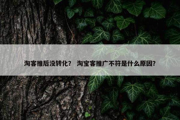 淘客推后没转化？ 淘宝客推广不符是什么原因？