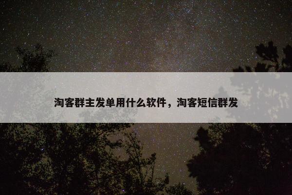 淘客群主发单用什么软件，淘客短信群发