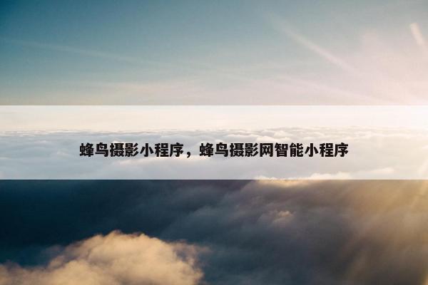 蜂鸟摄影小程序，蜂鸟摄影网智能小程序
