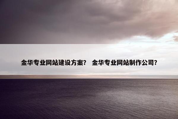 金华专业网站建设方案？ 金华专业网站制作公司？