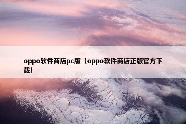 oppo软件商店pc版（oppo软件商店正版官方下载）