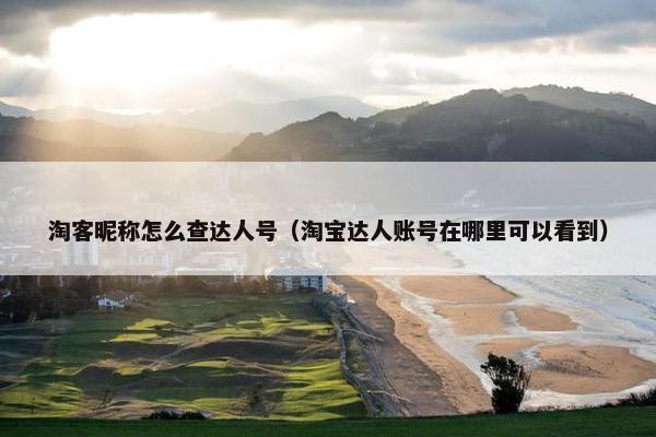 淘客昵称怎么查达人号（淘宝达人账号在哪里可以看到）