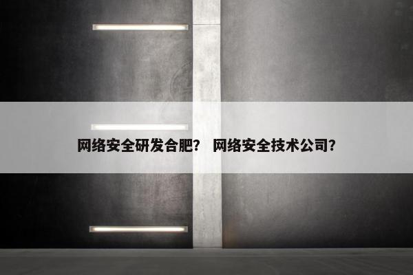 网络安全研发合肥？ 网络安全技术公司？